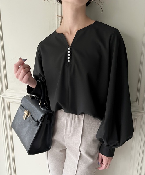 「JUNOAH」 長袖ブラウス X-LARGE アイボリー レディース_画像9