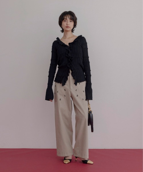 新品　今季　Eimee Law エンブロイダリー コットンチノパンツ　ネイビー Eimee Law（エイミーロウ） チノパン エンブロイダリー コットン