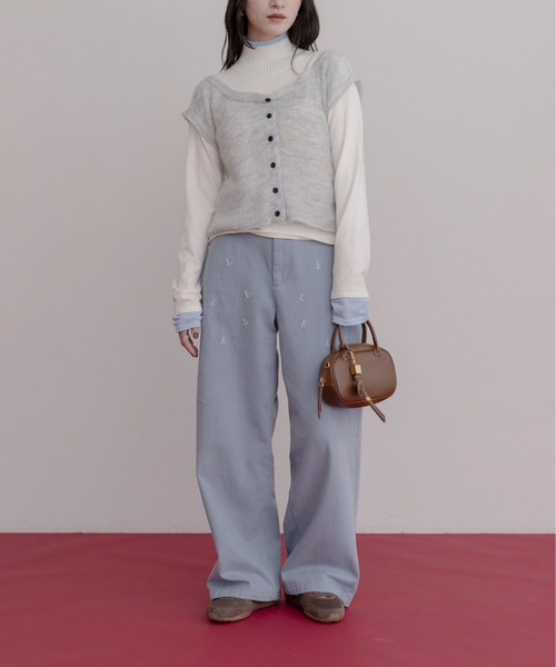 新品　今季　Eimee Law エンブロイダリー コットンチノパンツ　ネイビー Eimee Law（エイミーロウ） チノパン エンブロイダリー コットン