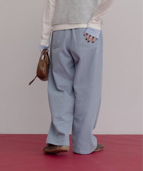 新品 今季 Eimee Law エンブロイダリー コットンチノパンツ ネイビー