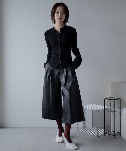 ロングカーディガン、ロングスカート、トップス カーディガン ロングスナップポロトップス/カーディガン レディース