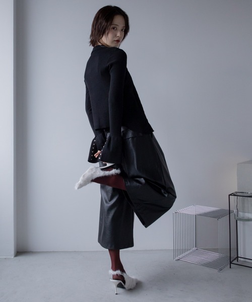 カーディガン ロングスナップポロトップス/カーディガン レディース