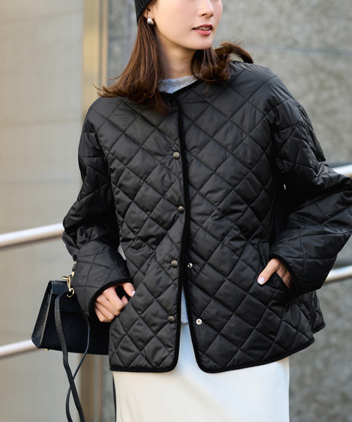 フレームワーク　2wayキルティングブルゾン　黒 FRAMeWORK（フレームワーク） コート アウター 2WAYキルティング