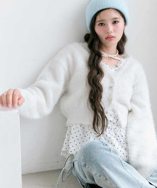 OLIVE des OLIVE（オリーブデオリーブ） ニットカーディガン FREE オフ