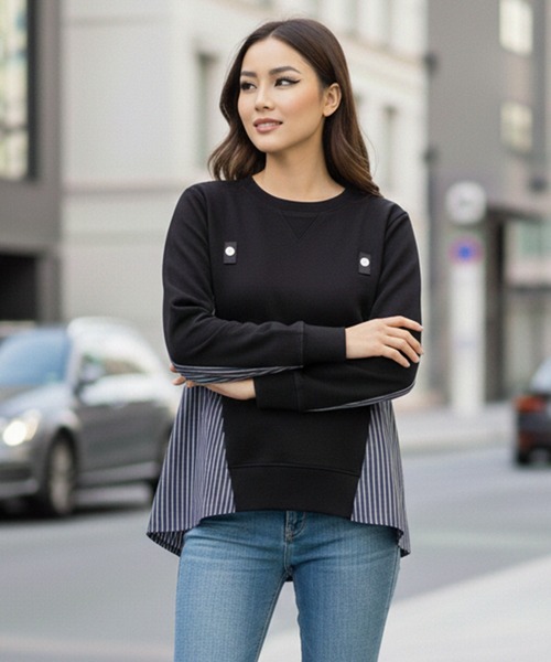 Pt18kg 異素材切替 重ね着風トップス レディース : ZOZOTOWN Yahoo!店 