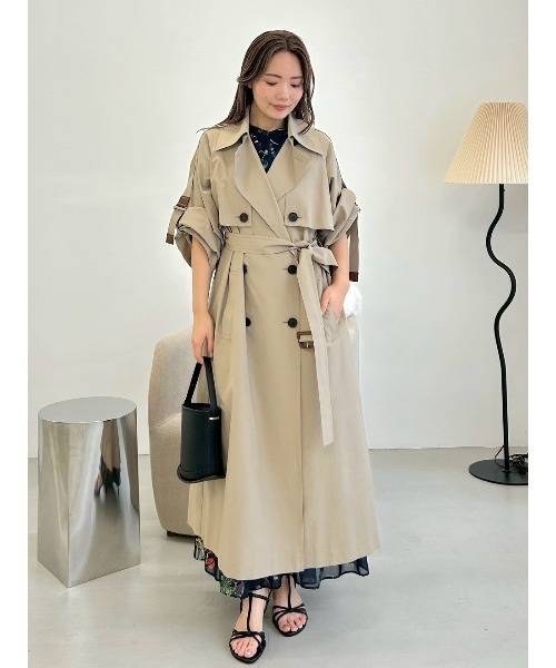 送料無料 美品 FRAY I.D フレイアイディー ロング トレンチコート FRAY I.D（フレイ・アイディー） トレンチコート コート シャンブレー