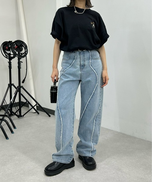 「WHO'S WHO gallery」 半袖カットソー FREE チャコールグレー レディース_画像9