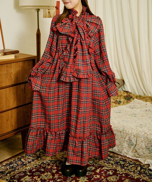 「kutir」 長袖ワンピース LARGE ブラウン レディース_画像2