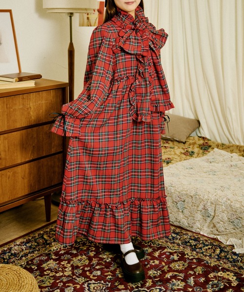 「kutir」 長袖ワンピース LARGE ブラウン レディース_画像3