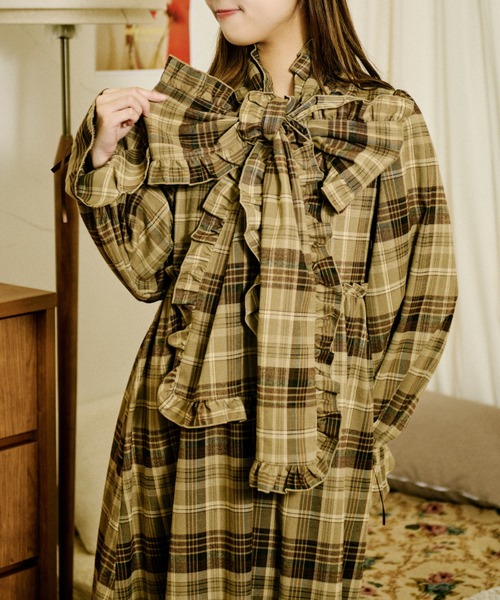 「kutir」 長袖ワンピース LARGE ブラウン レディース_画像7