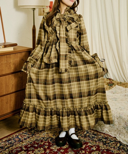 「kutir」 長袖ワンピース LARGE ブラウン レディース_画像9