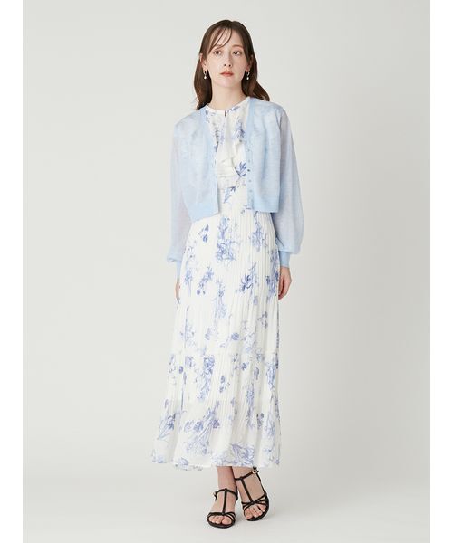 カーディガン シアーVネッククロップドカーディガン レディースの画像