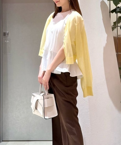 カーディガン シアーVネッククロップドカーディガン レディースの画像