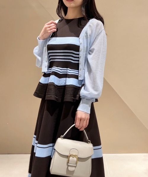 カーディガン シアーVネッククロップドカーディガン レディースの画像