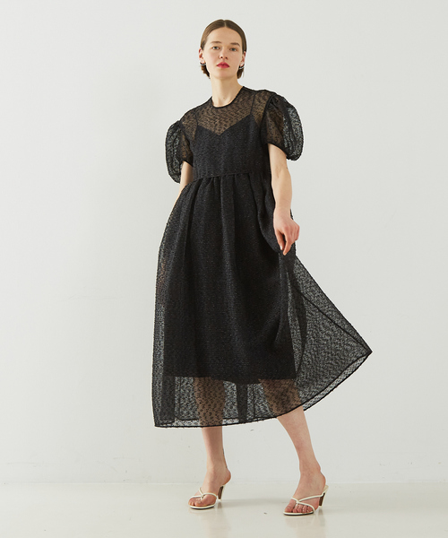 ワンピース 「BEAUVET/ボーヴェット」 カットジャガードドレスの画像