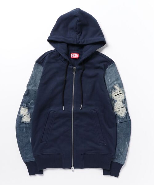 DIESEL（ディーゼル） ジップアップパーカー X-SMALL ネイビー メンズ
