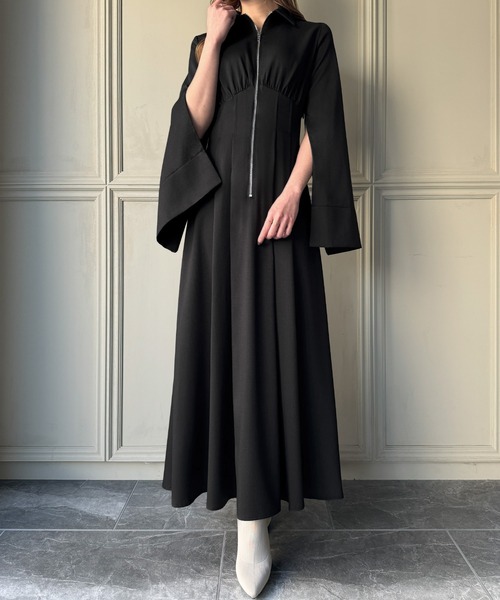「junoah」 長袖ワンピース X-LARGE グレイッシュベージュ レディース_画像3