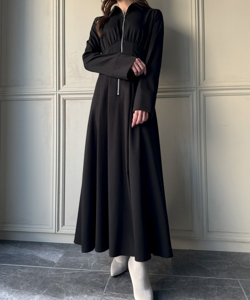 「junoah」 長袖ワンピース X-LARGE グレイッシュベージュ レディース_画像5