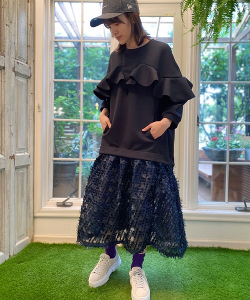 「AVIE」 7分袖ワンピース 38 グレー レディース_画像2