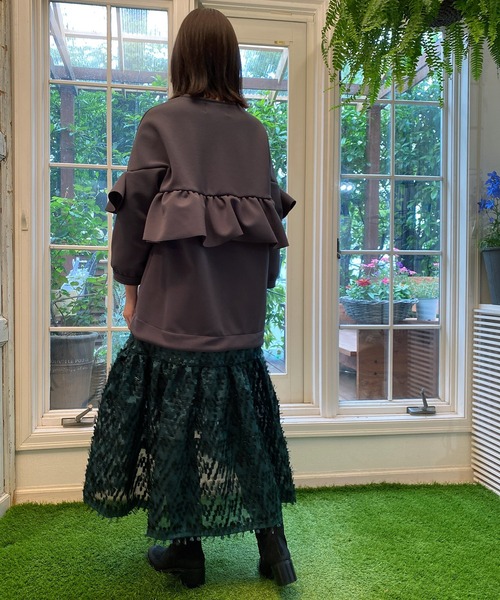 「AVIE」 7分袖ワンピース 38 グレー レディース_画像5