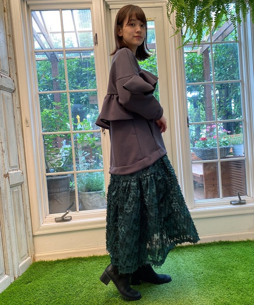 「AVIE」 7分袖ワンピース 38 グレー レディース_画像6