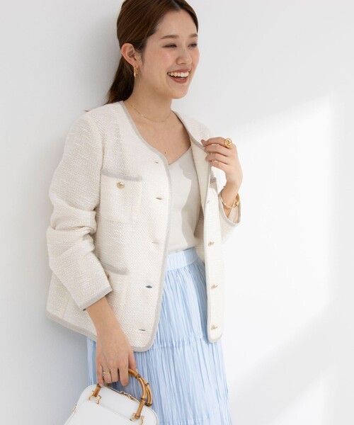 「NOLLEY'S Sophi」 ノーカラージャケット 36 ライトグレー レディースの画像