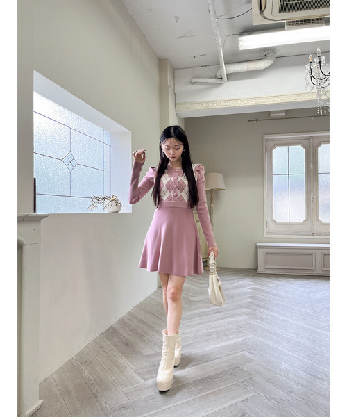 「MIIA」 ニットワンピース FREE ピンク レディース_画像4