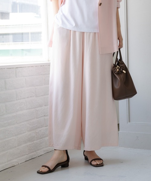 ワイドパンツ パンツ シャリサラワイドパンツ「低身長サイズあり」/661819 レディースの画像