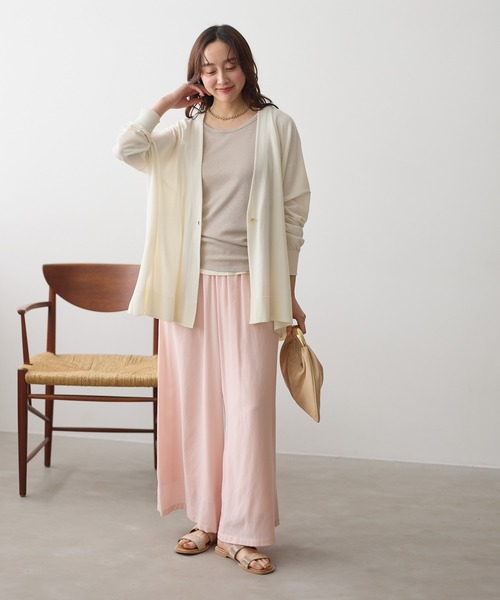 ワイドパンツ パンツ シャリサラワイドパンツ「低身長サイズあり」/661819 レディースの画像