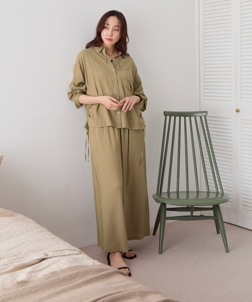 ワイドパンツ パンツ シャリサラワイドパンツ「低身長サイズあり」/661819 レディースの画像