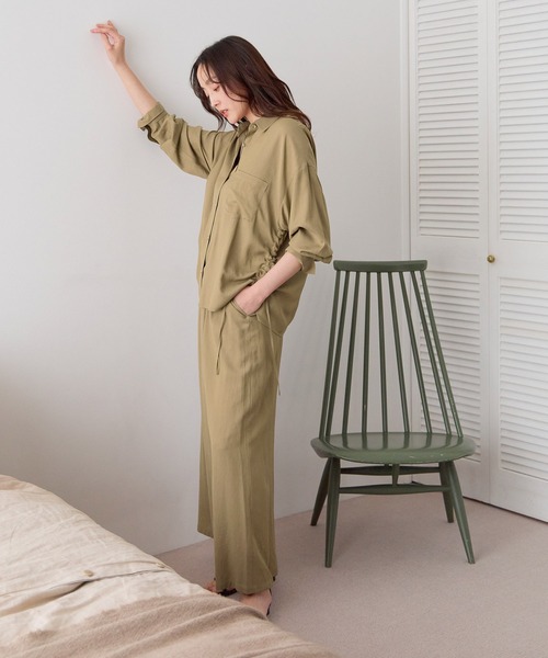 ワイドパンツ パンツ シャリサラワイドパンツ「低身長サイズあり」/661819 レディースの画像