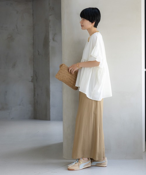 ワイドパンツ パンツ シャリサラワイドパンツ「低身長サイズあり」/661819 レディースの画像