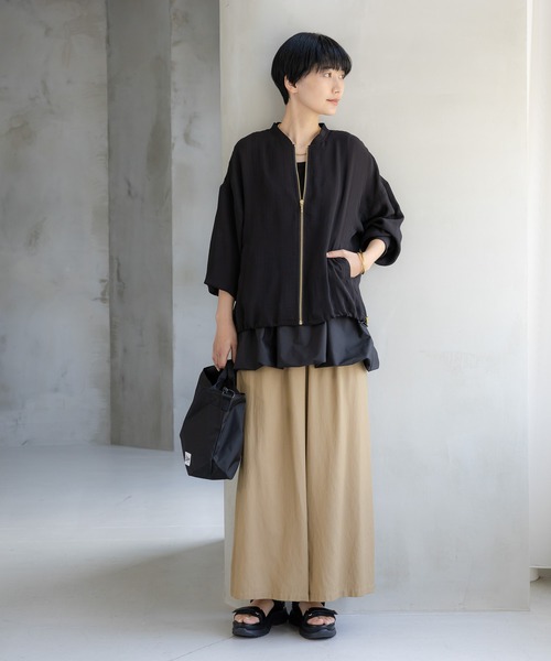 ワイドパンツ パンツ シャリサラワイドパンツ「低身長サイズあり」/661819 レディースの画像