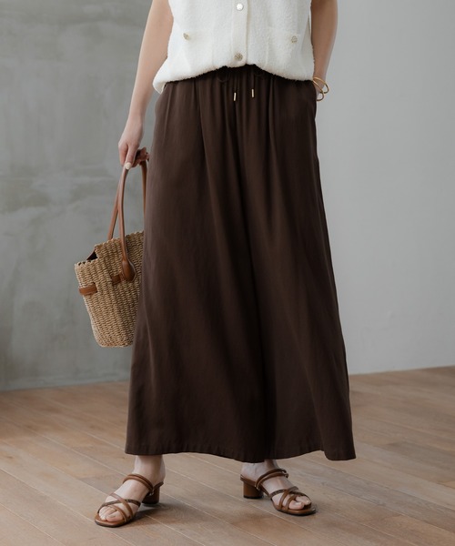 ワイドパンツ パンツ シャリサラワイドパンツ「低身長サイズあり」/661819 レディースの画像