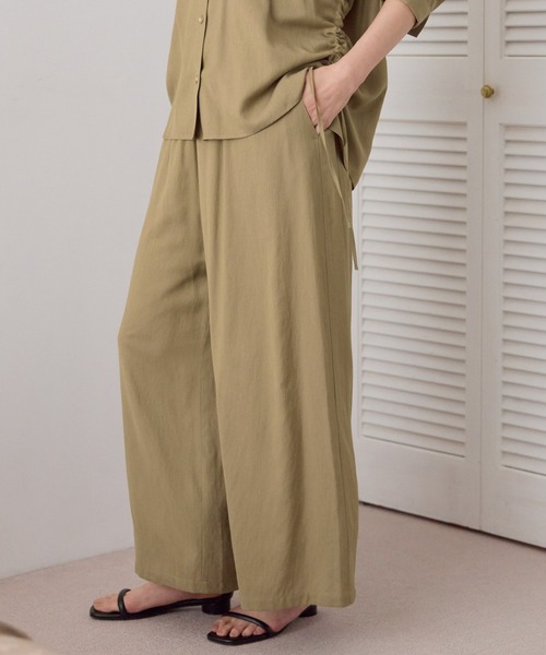 ワイドパンツ パンツ シャリサラワイドパンツ「低身長サイズあり」/661819 レディースの画像