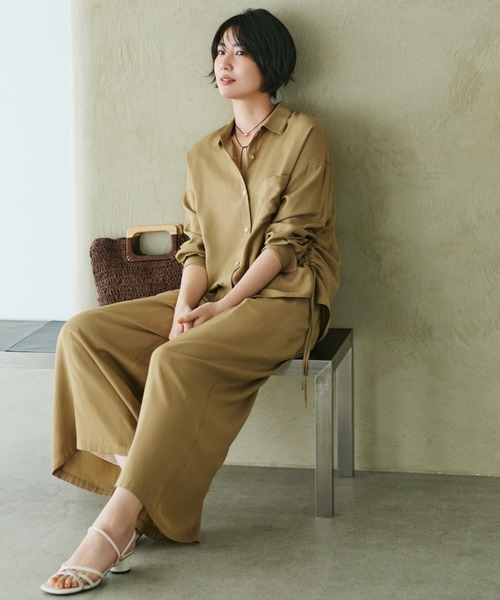 ワイドパンツ パンツ シャリサラワイドパンツ「低身長サイズあり」/661819 レディースの画像