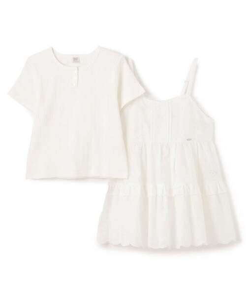 【新品】mezzo piano junior レースチュニック＆Tシャツ 160 mezzo piano Junior（メゾピアノ ジュニア） チュニック リボンレース