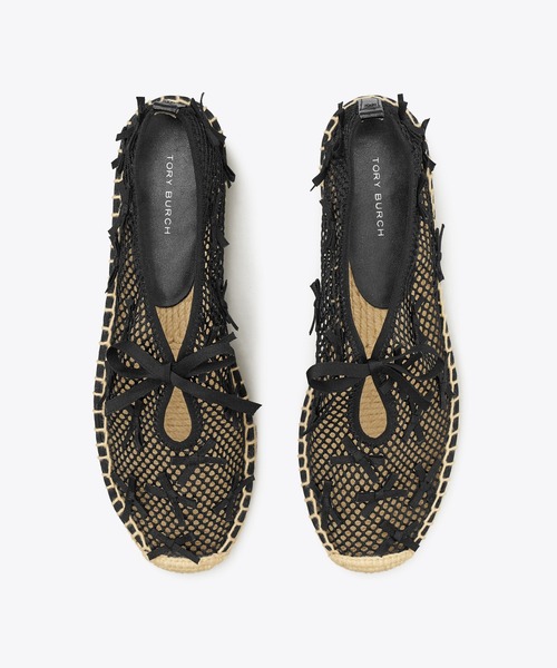 ⓸TORY BURCH 黒 エスパドリーユ　7M TORY BURCH（トリーバーチ） スリッポン ミニ ボウ メッシュ