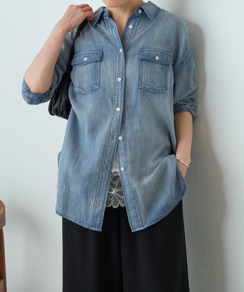 「BEARDSLEY」 長袖シャツ FREE インディゴブルー レディース_5