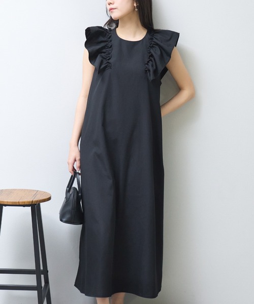 【amerivintage】最終値引き！ワンショルダーフリルワンピース each alchemist ワンピース ショルダーフリルAラインワンピース