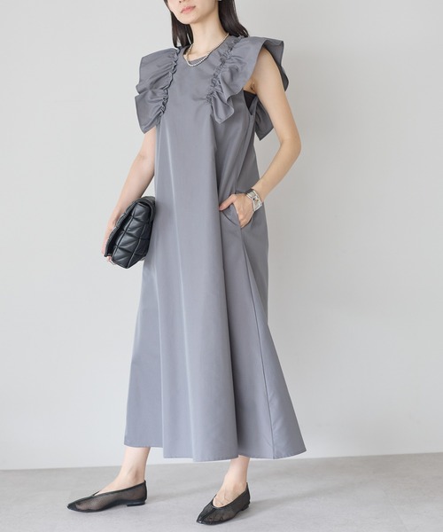 【amerivintage】最終値引き！ワンショルダーフリルワンピース each alchemist ワンピース ショルダーフリルAラインワンピース