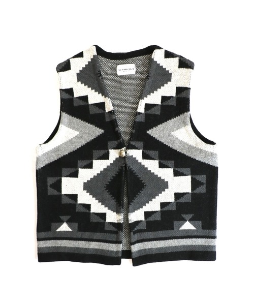 「C.E.L.STORE」 「SKIP MAISELS 」ニットベスト LARGE チャコールグレー メンズ_画像5