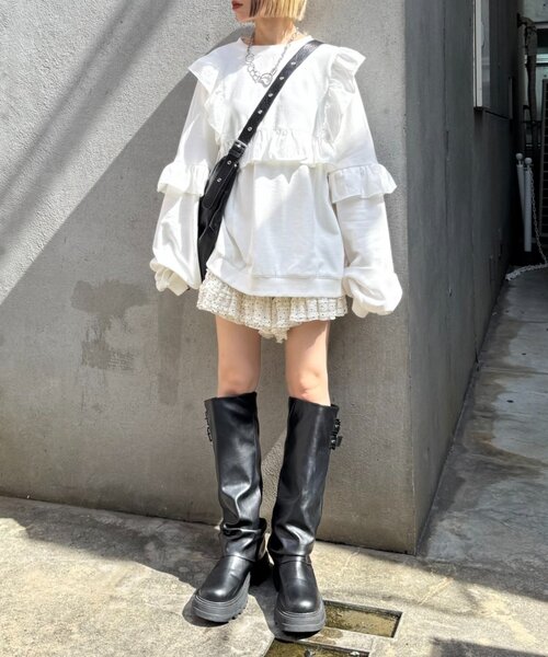 「w closet」 スウェットカットソー FREE ブラック レディース_画像6