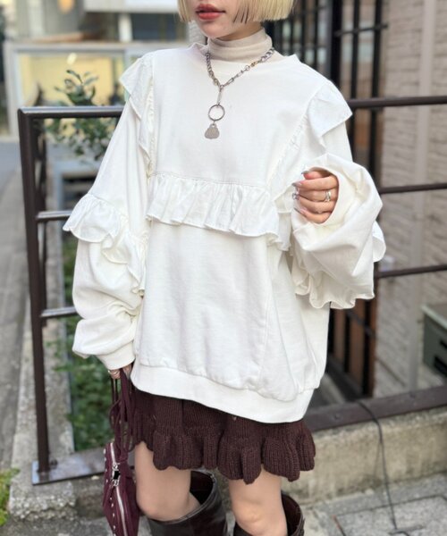 「w closet」 スウェットカットソー FREE ブラック レディース_画像7
