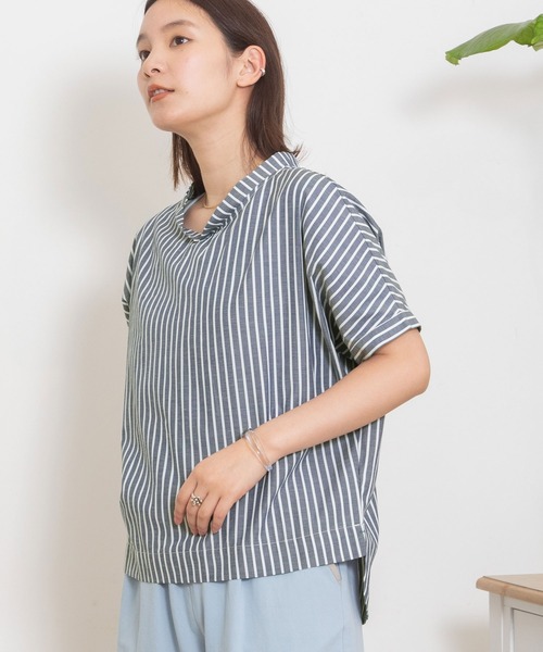 「POU DOU DOU」 半袖ブラウス 3 ブルー レディース_画像3