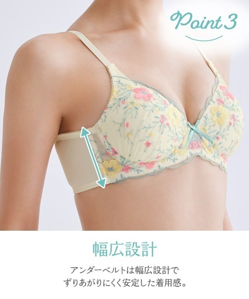 ニッセン（nissen） ブラジャー プチ胸サイズ 花柄刺しゅうレース