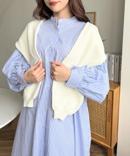 「moment+」 シャツワンピース M ネイビー レディース_画像8