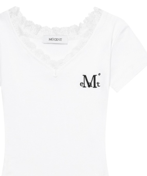 MUCENT（ムセント） tシャツ 半袖 - SUNNIOR LACE V-NECK HALF T