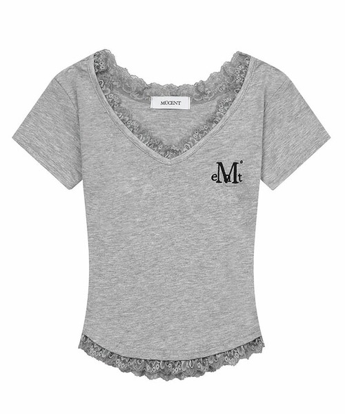 MUCENT（ムセント） tシャツ 半袖 - SUNNIOR LACE V-NECK HALF T
