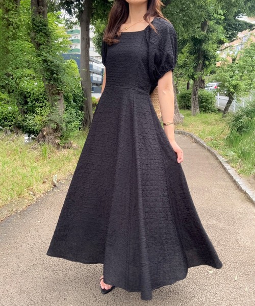 美品✨フォクシー 洗える◎バックリボンドレス 定価7.2万 半袖フレアワンピース JUNOAH（ジュノア） ワンピース 半袖 バックリボンフレアワンピース